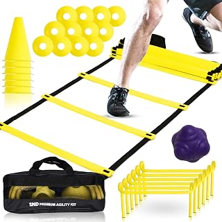 Football Speed Agility Training Kit, 6 Hurdles, 6 Cones, 20 Disc, Carry Bag