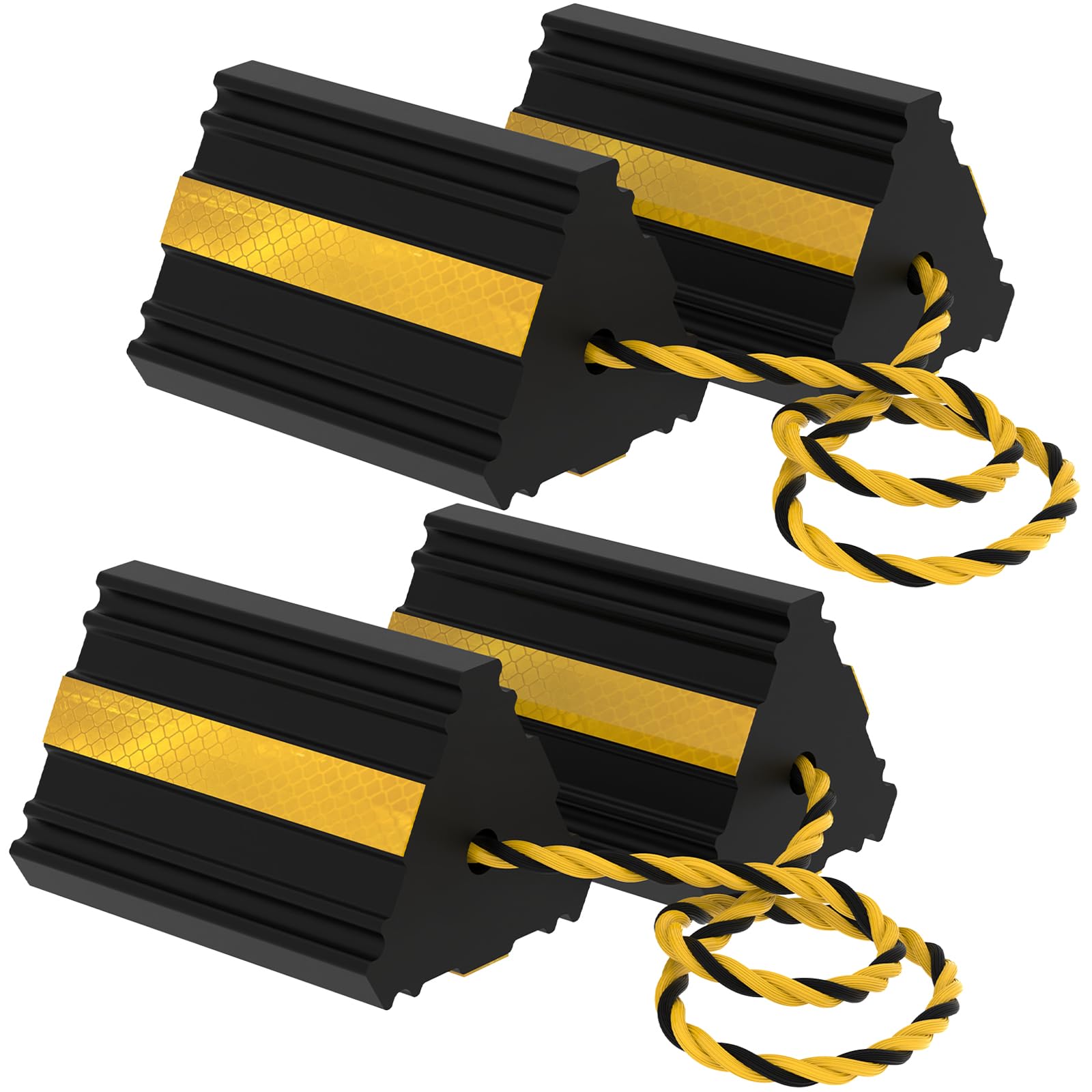 Okllen 2pair/4pack Wheel Chocks with Rope for RV Truck Trailer Camper Car, Heavy