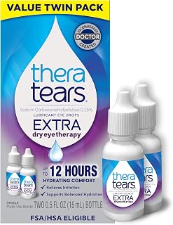 TheraTears Extra Dry Eye Drops, Lubricating, 0.5 Fl Oz, 2 Pk | Extra Dry Eye Therapy, Lubricating Eye Drops for Dry Eye, Multidose bottle, Up to 12 Hours Hydrating Comfort