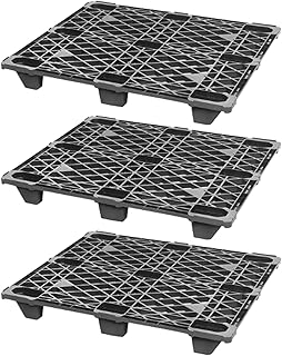 3 Pack Heavy Duty 48" L x 40" W x 5" H Recycled High Density Polyethylene Pallets 3,500lb Static Weight Load Capacity Per Pallet