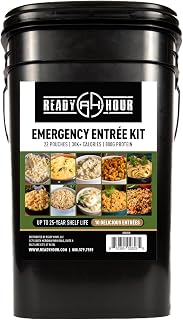 Ready Hour 120 Serving Entree Bucket-Freeze Dried Emergency Food Supply-Survival Meals with Long Shelf Life-Prepper Essentials for Disaster, Camping, Hiking, or Outdoor Use