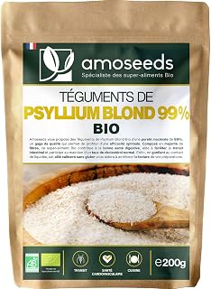 Psyllium Blond Organic 200g | Max Purity 99% | 88% Fiber, Gluten Free | Transit, Digestion | Ideal for Pastries | Premium Quality
