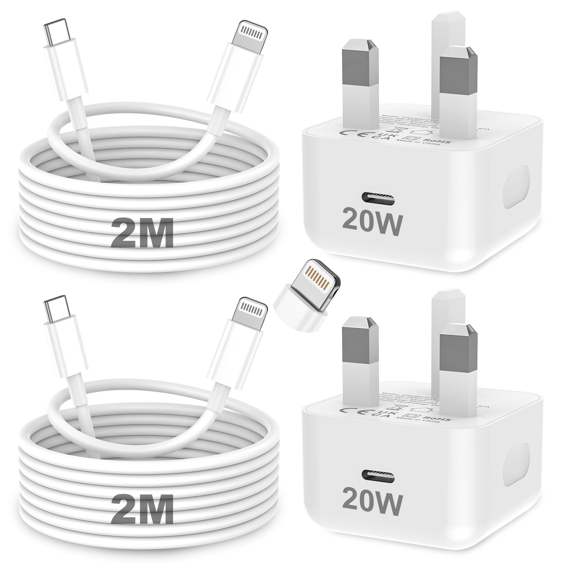 KTDRJN for iPhone Charger Fast Charge, 2Pack PD 20W Fast Apple Charger Cable 2M,