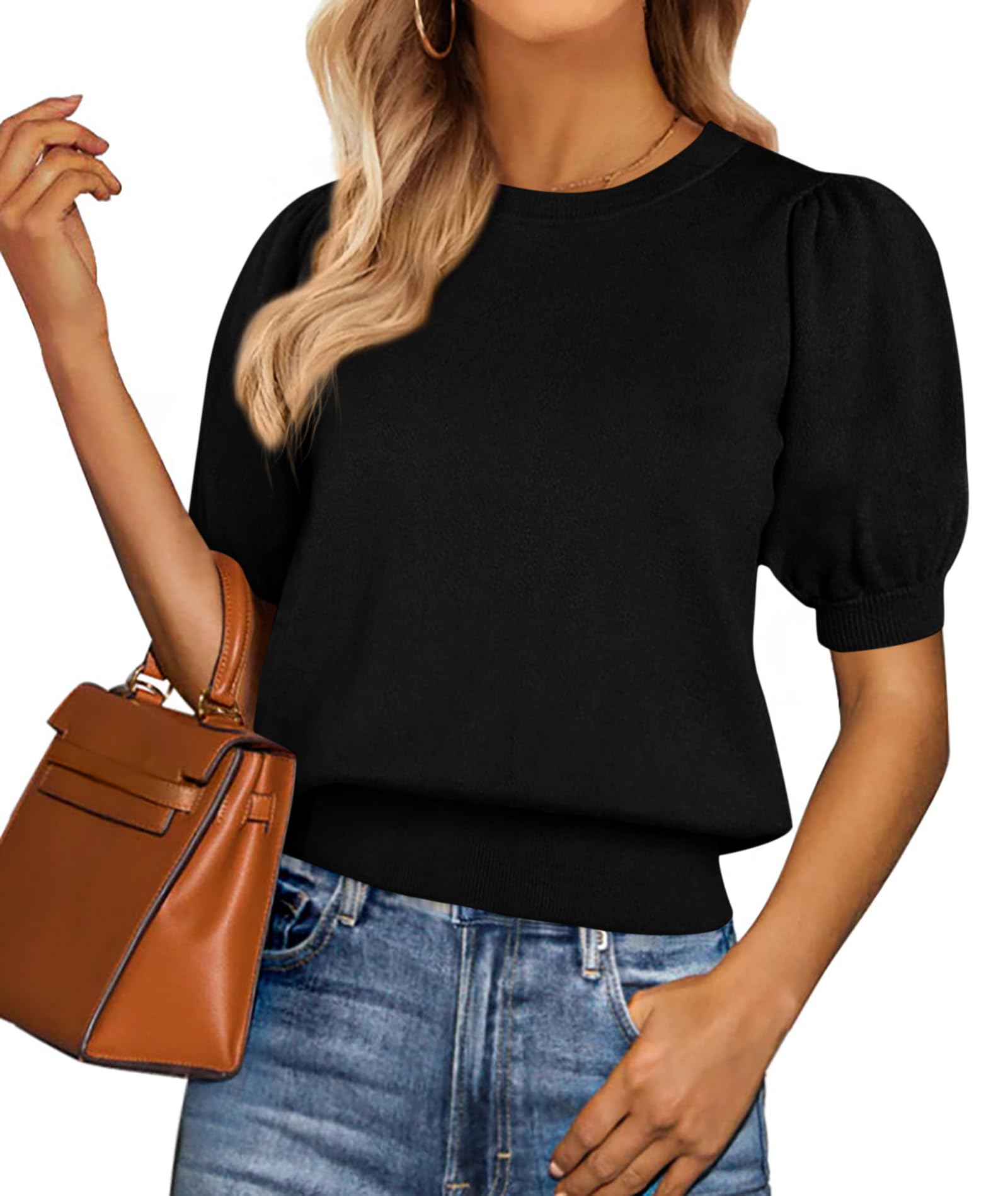 PRETTYGARDEN Womens Puff Short Sleeve Sweaters Summer 2026