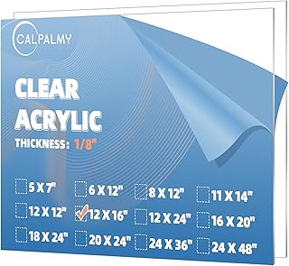 CALPALMY (2 Pack) 1/8" Thick Clear Acrylic Sheets - 12" x 16" Pre-Cut Plexiglass Sheets for Craft Projects, Signs, Display Cases, Sneeze Guard and More - Cut with Engraver, Power Saw or Hand Tools