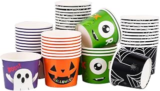 Winoo Design Halloween Treat Cups Disposable - 40 PK - 8oz Ice Cream Paper Cups Party Cups for Halloween Party Supplies Decoration Decor Tableware
