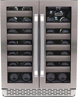 Whynter BWR-401DA Elite 40 Bottle Seamless Door Dual Zone Built-in Wine Refrigerator, Stainless Steel