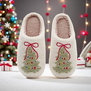 Slippers for Women Men Bedroom Warm Slippers Winter Soft Cozy House Non-Slip Shoes Christmas Slippers Holiday Gifts