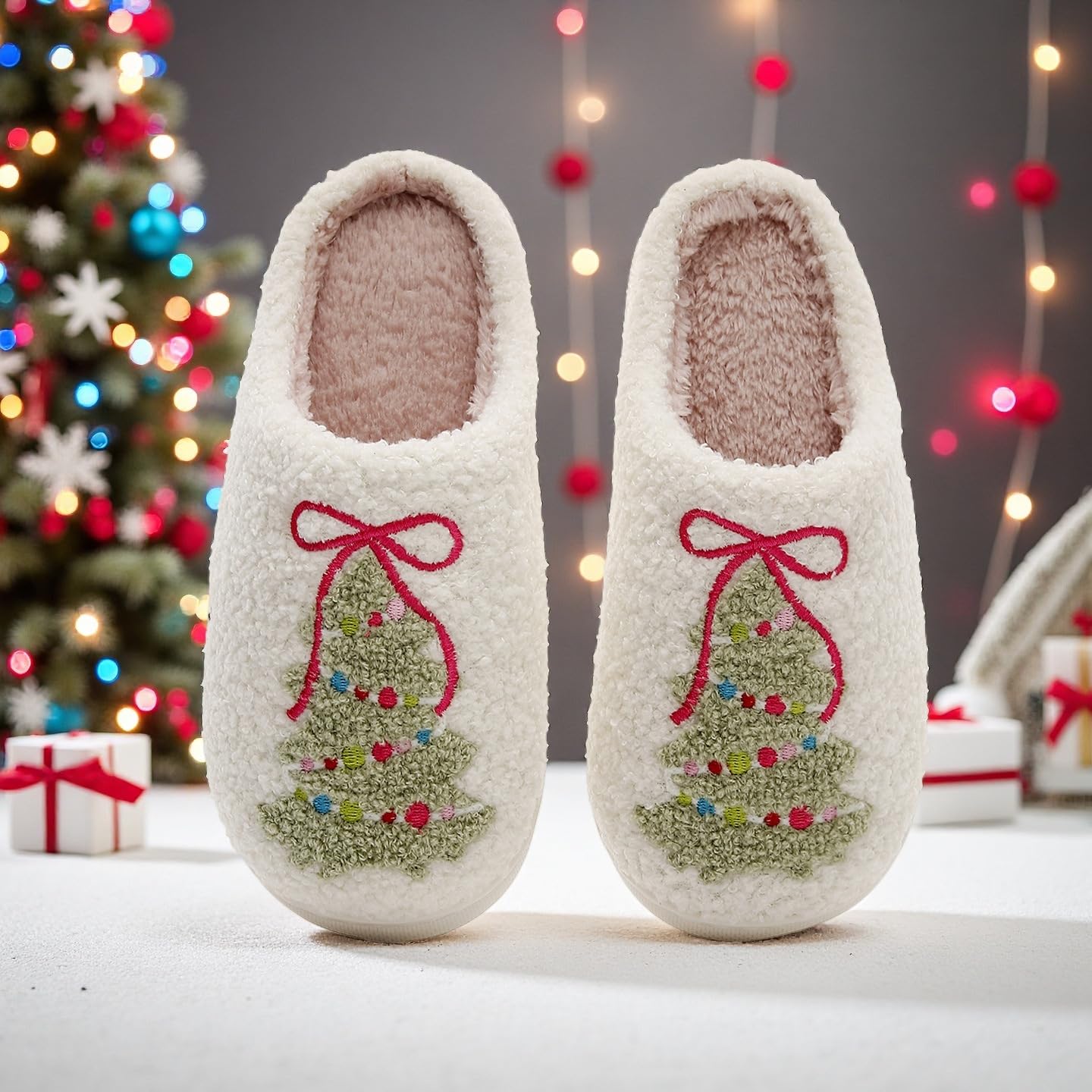 Slippers for Women Men Bedroom Warm Slippers Winter Soft Cozy House Non-Slip Sho