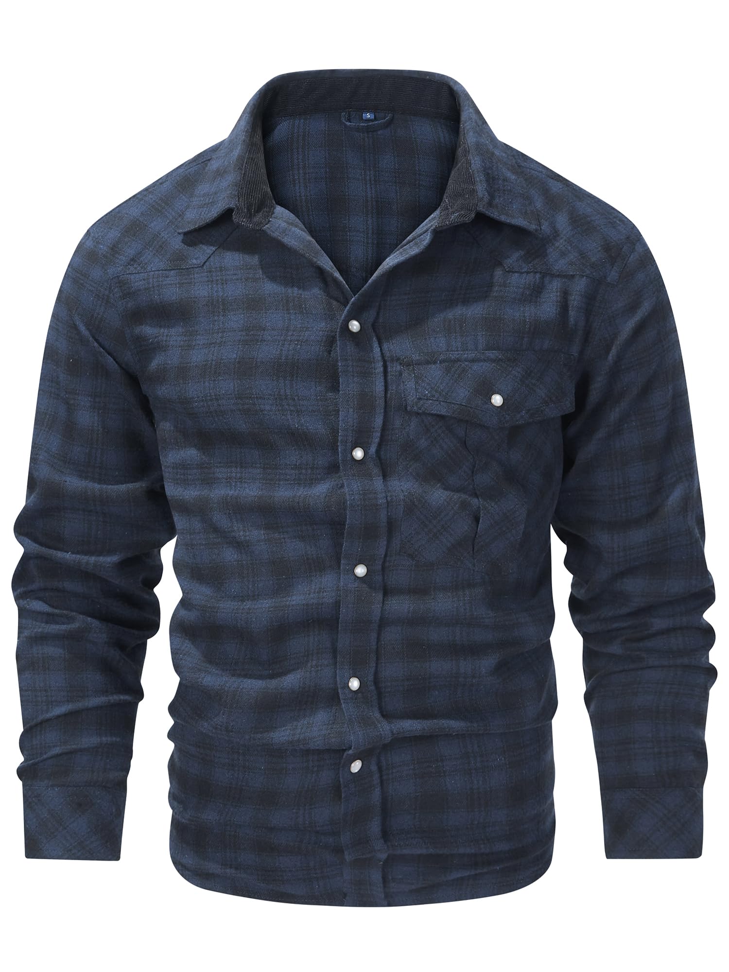 Mr.Stream Men's Flannel Shirts Long Sleeve Plaid Checked Brushed Casual Western 