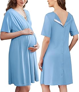 Ekouaer Labor and Delivery Gown for Hospital V Neck Maternity Nursing Dress