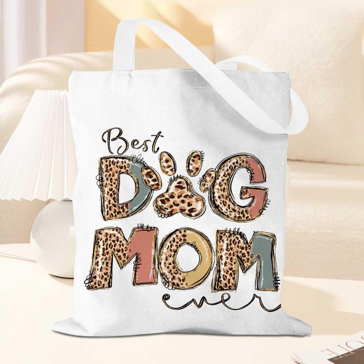 Cute Raccoon Tote Bag Dog Tote Bag Animal Lover Gift for Women Mom Reusable Groc