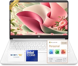 HP 14'' Laptop, 2027 Edition, Intel N150 CPU, 4GB DDR5 RAM, 128GB SSD, 1TB Cloud Storage, Win 11 with Microsoft 365