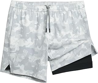 maamgic Mens Gym Shorts 7 Crotch Stretch Lining 2 in 1 Workout Shorts Men Quick Dry Athletic Running Shorts
