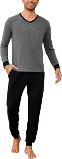 Bresdk Men's Long Striped Pyjama Set, Long Sleeve Sleepwear