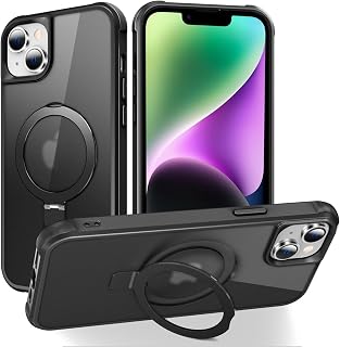 SKYLMW Compatible with iPhone 14 Plus Case with Stand,Black