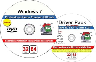 Computer Werx French Compatible with Windows 7 Home Premium, Professional & Ultimate Repair Restore Recover Reinstall DVD with Drivers Pack