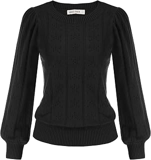 GRACE KARIN Women's Elegant Long Sleeve Round Neck Solid Color Top
