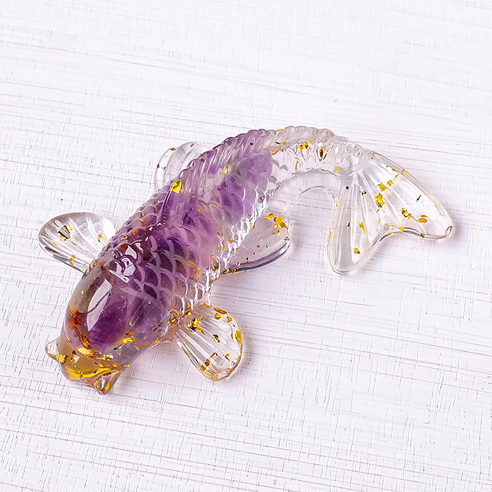 Crystal Stone Gravel Lucky Koi Fish Figurine Resin Mini Quartz Fancy Carp Statue