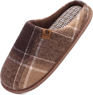 ONCAI Men's Winter Slippers, Comfortable Memory Foam Warm Wool Home Shoes with Non-Slip Sole Size 40-49 EU