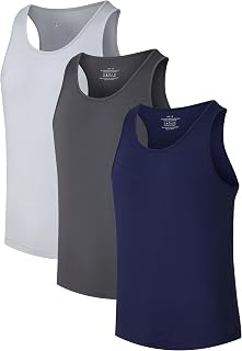 COLORFULLEAF Men's Bamboo Rayon Undershirts Tank Tops Men Crew Neck Stretchy Tank Shirts Pack(1 or 3)