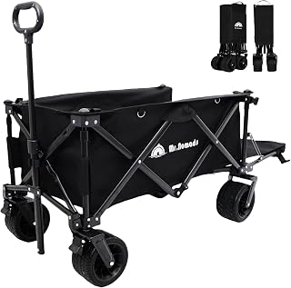 MR. NOMADS 【Rugby Japan National Team Used】 Carry Wagon, Carry Cart 4-Wheel, Foldable, Lightweight, Large Capacity 170L, Compact, Big Tires, Sturdy, Load Capacity 150kg, Self-Standing Storage