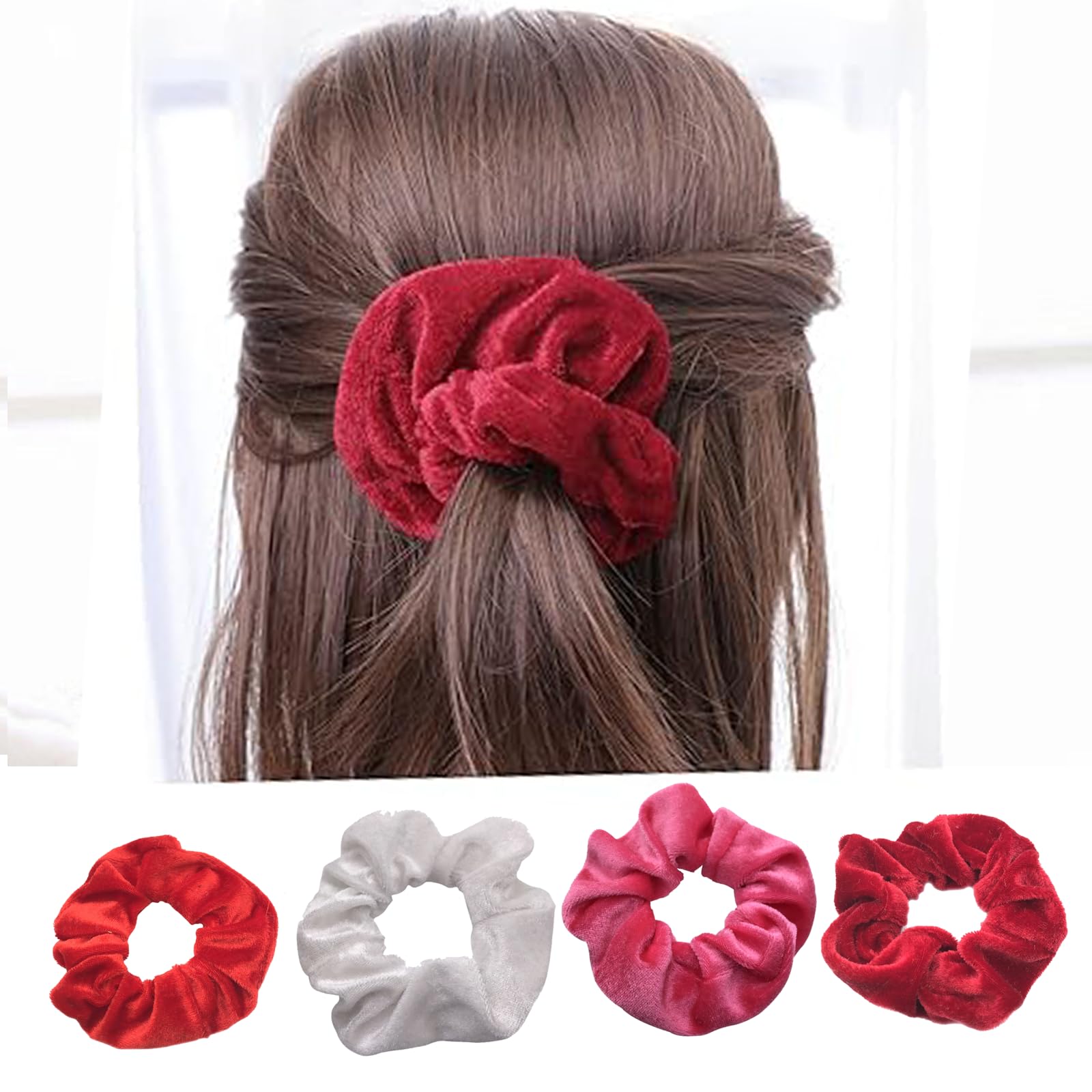 Velvet Scrunchies for Women Soft Velvet Scrunchies Thick Wrinkle Free Stretchy P