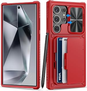 BXYJY for Samsung Galaxy S24 Ultra Case Wallet, Credit Card Holder, Red