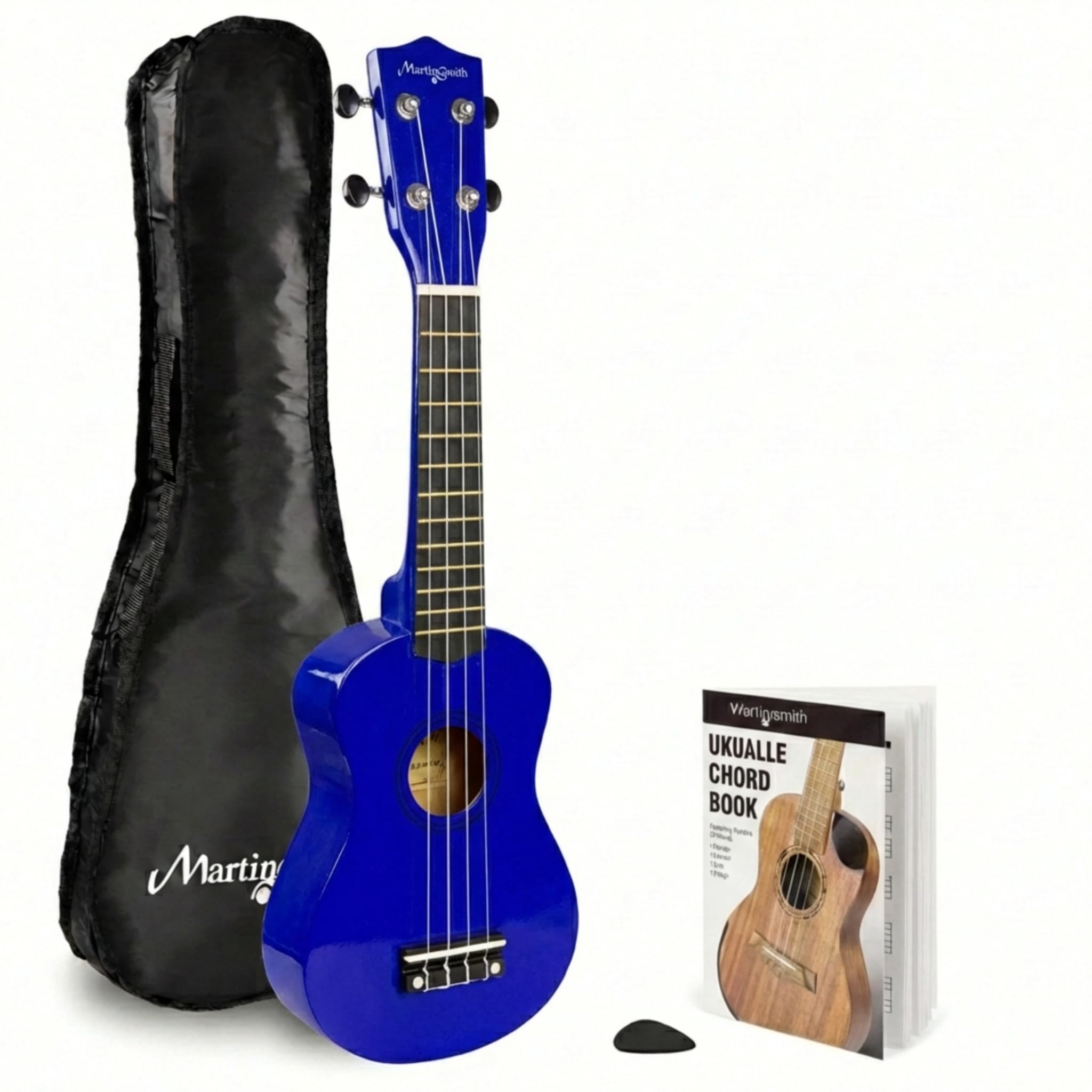 Martin Smith Soprano Ukulele 21 Inch Starter Set with Case, Blue | 4 String Sopr