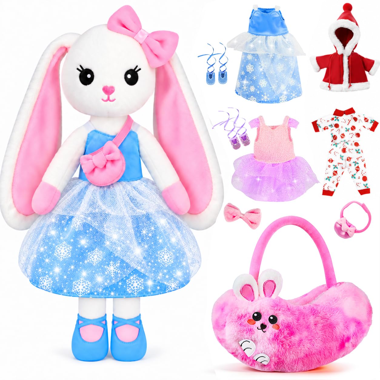 Ballerina Bunny Doll, Ballet Stuffed Animal Dress Up Toys for Girls 3-8 | Hallow