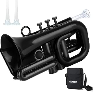 PAMPET DOLPHIN Pocket Trumpet Plastic Bb Trumpet Standard Trumpets for Student Beginner Bb Trumpets Instrument (Black)