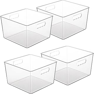 Vtopmart 4 Pack Extra Large Clear Storage Bins, 11x11 Cube Organizer