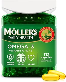 Moller’s ® | Omega 3 Kapseln | Fischöl | Skandinavische Omega-3 Nahrungsergänzungsmittel mit EPA, DHA, Vitamin A, D und E | 166 Jahre alte Marke | Gesundheit für jeden Tag | 112 omega-3 kapseln