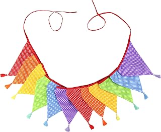G2PLUS 3.3M Bunting Garland Fabric Garlands 12 Pieces Triangle Flags for Bedroom Birthday Party or Wedding Decoration