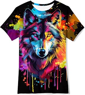SFreeBo Boys T Shirts 3D Printed Funny Kids Tshirt Summer Short Sleeves Boys T-Shirts Crewneck Casual Tops Home School Daily Party for Childrens 6-14 Years