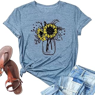 Womens Dandelion T Shirts Sunflower Graphic Short Sleeve Casual Tops