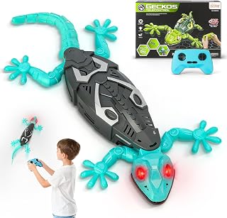 Hamino RC Wall Crawler Gecko, Rechargeable Remote Control Robot Kids Toys, Wall Climbing Lizard Funny Prank Toys Gifts for Boys & Girls Ages 4 6 8 10 and Up, Upgrade Low Noise