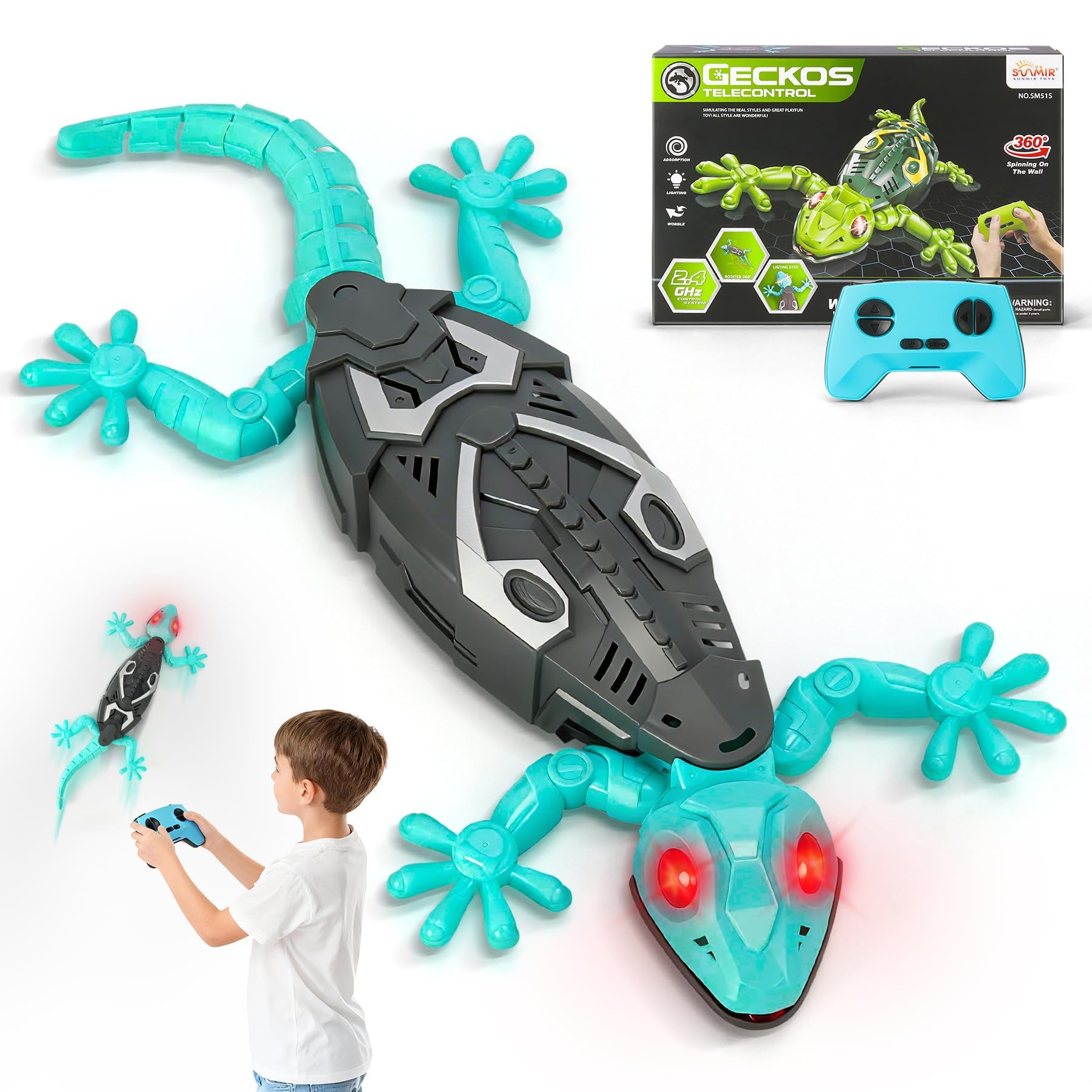 Hamino RC Wall Crawler Gecko, Rechargeable Remote Control Robot Kids Toys, Wall 