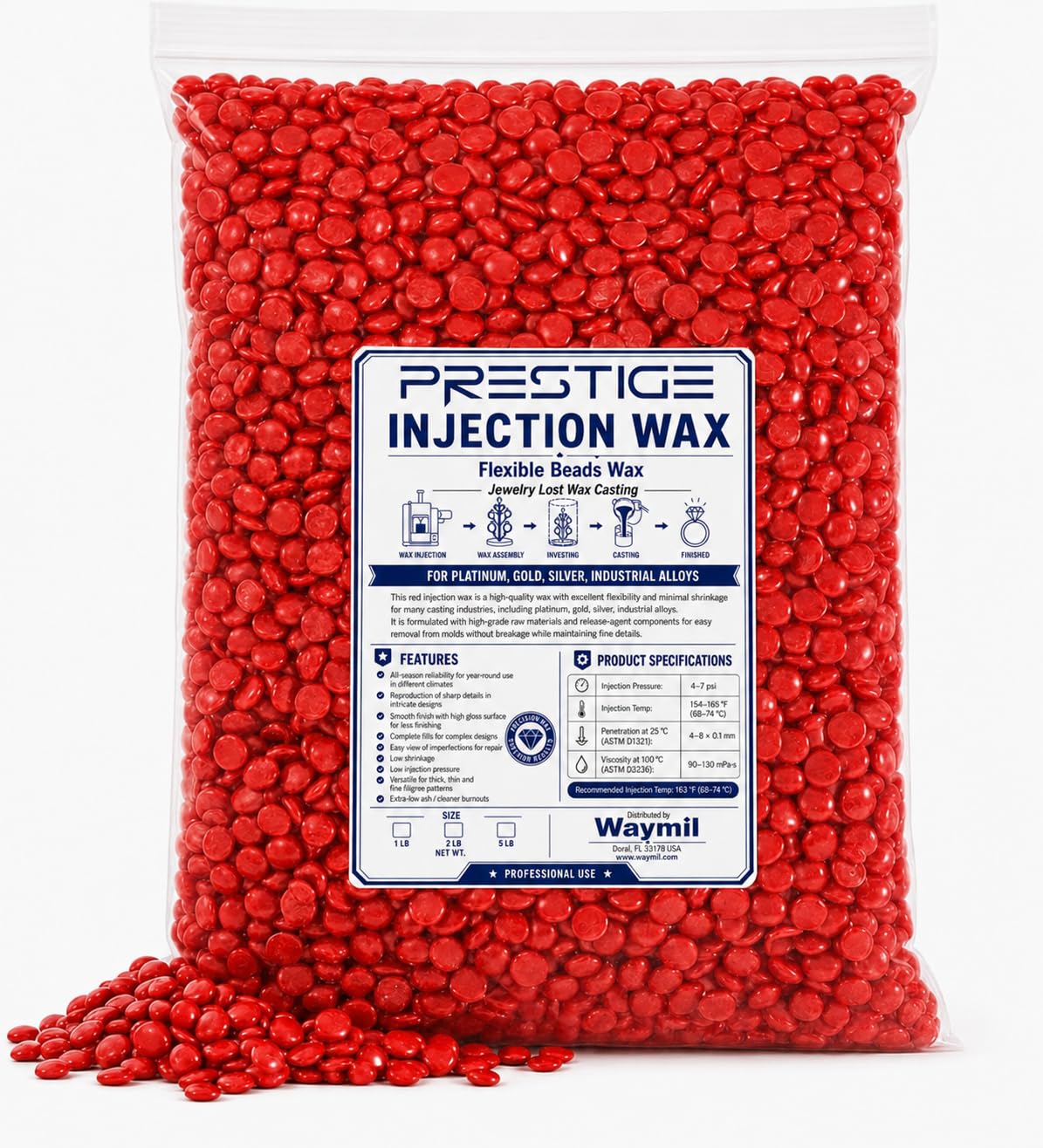 Prestige Red Injection Wax 5 lb – Jewelry Casting Wax for Gold, Silver & Platinu