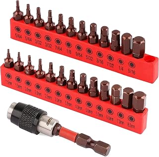 Premium 25-Piece Allen Key Drill Bit Set - Durable Allen Wrench Bits with Strong Magnetic Tips, SAE & Metric Hex Keys