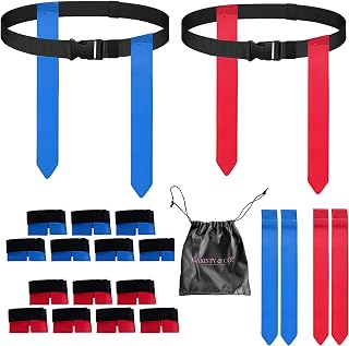 Flag Football Set for 14 Players, 7v7 Red & Blue Flags with 4 Extra Flags