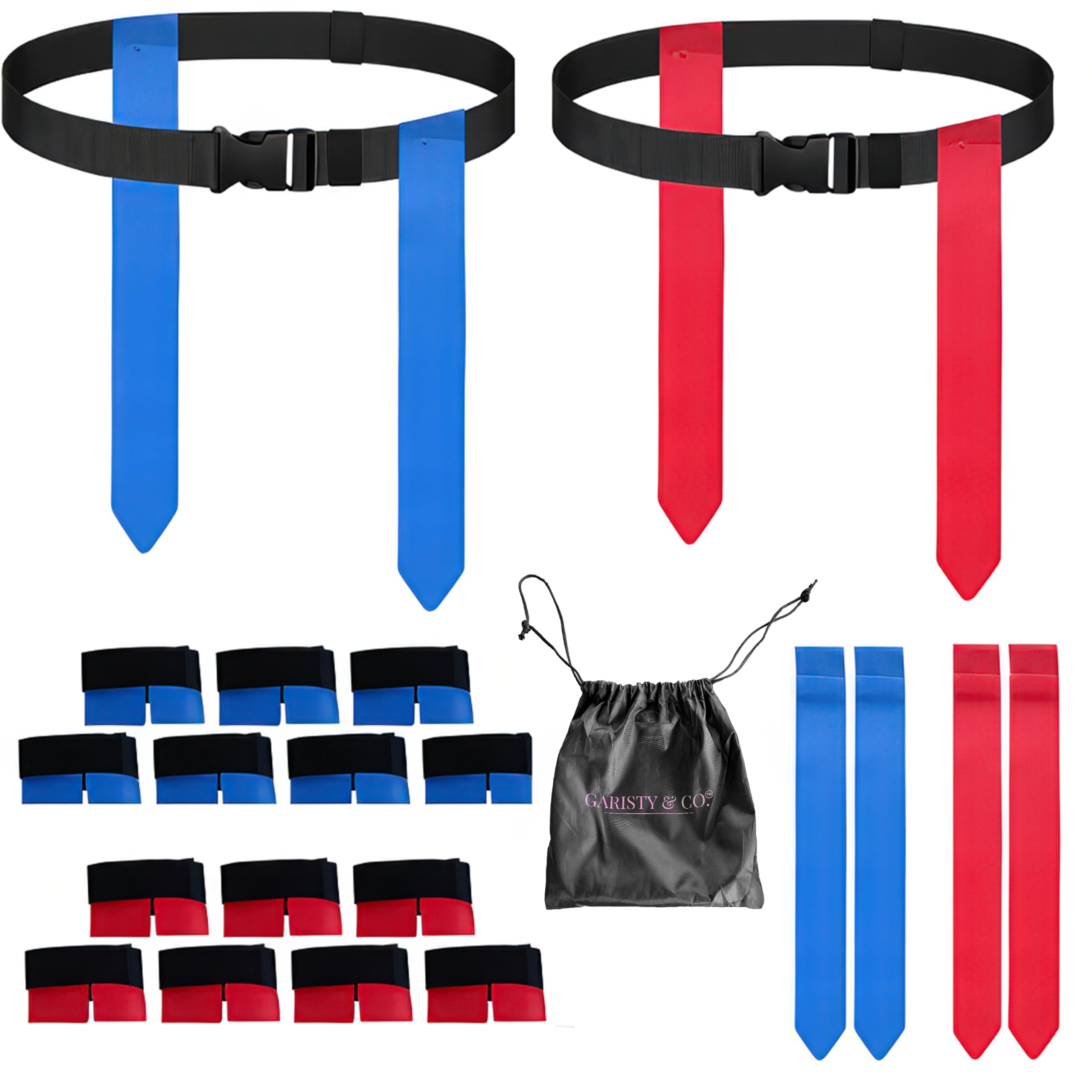Flag Football Set for 14 Players, 7v7 Red & Blue Flags with 4 Extra Flags