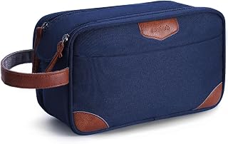ECOHUB Wash Bag for Men, Water-Resistant Travel Toiletry Bag with Wet Pocket, Recycled Dopp Kit Shaving Bag Fit Full Size Toiletries, Wide-Open Dual Zipper Cosmetic Makeup Organizer Bag, Dark Blue