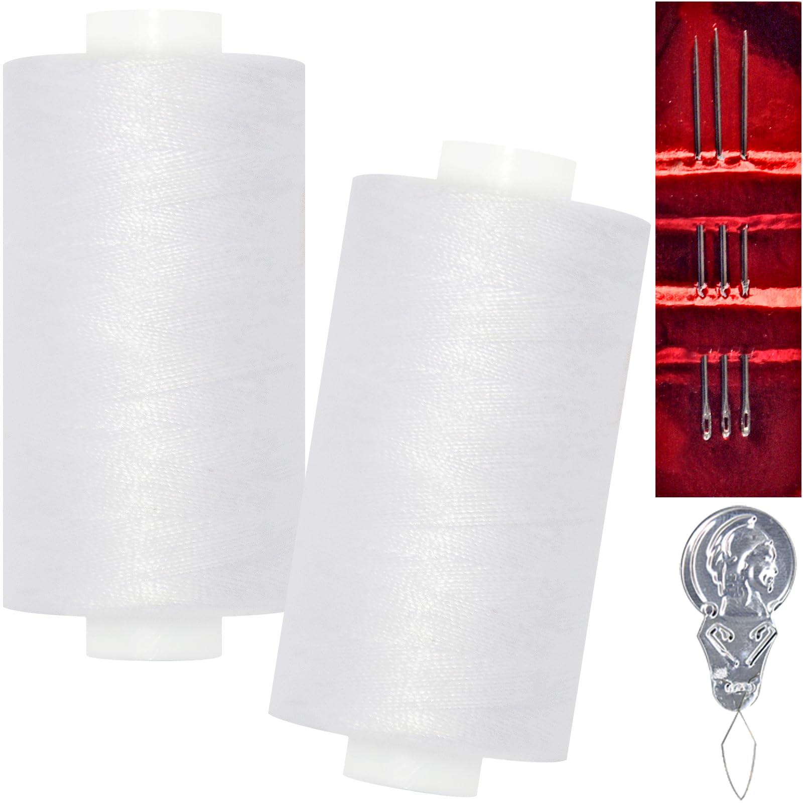 All Purpose Sewing Thread-2 Spools of Hand Polyester Sewing Thread with 3needles