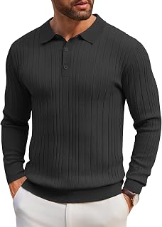 Coofandy Men's Long Sleeve Polo Shirt, Lightweight, Modern, Casual, with Collar