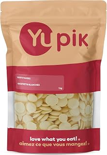 Yupik White Wafers, 1 kg, Gluten-Free, Kosher, White Chocolate-Like Flavor, Melts Smoothly, Ideal for Snacking, Dipping, Molding, Coating & Baking