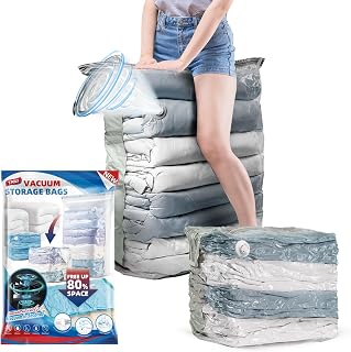 TAILI 6 Pack Vacuum Storage Bags, Jumbo Cube (31x40x15 Inch), Extra Large Vacuum Seal Bags for Clothing, Comforters, Blankets, Pillow, Bedding, Closet Organization Space Saving, Cream