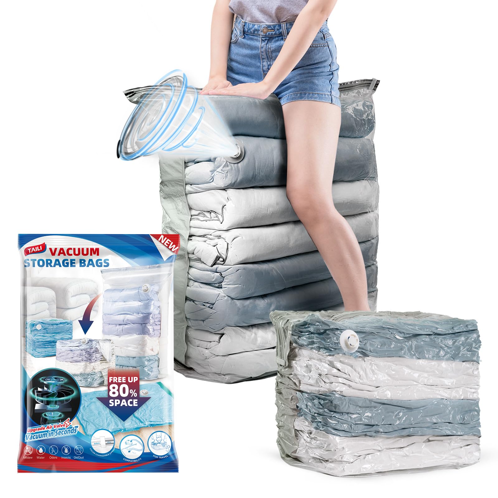 TAILI 6 Pack Vacuum Storage Bags, Jumbo Cube (31x40x15 Inch), Extra Large Vacuum