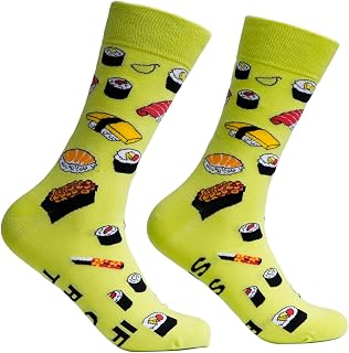Funny Letters and Patterns Heeled Socks for Men, Colorful Mid Calf Design for Daily Wear and Casual Activities, One Pair