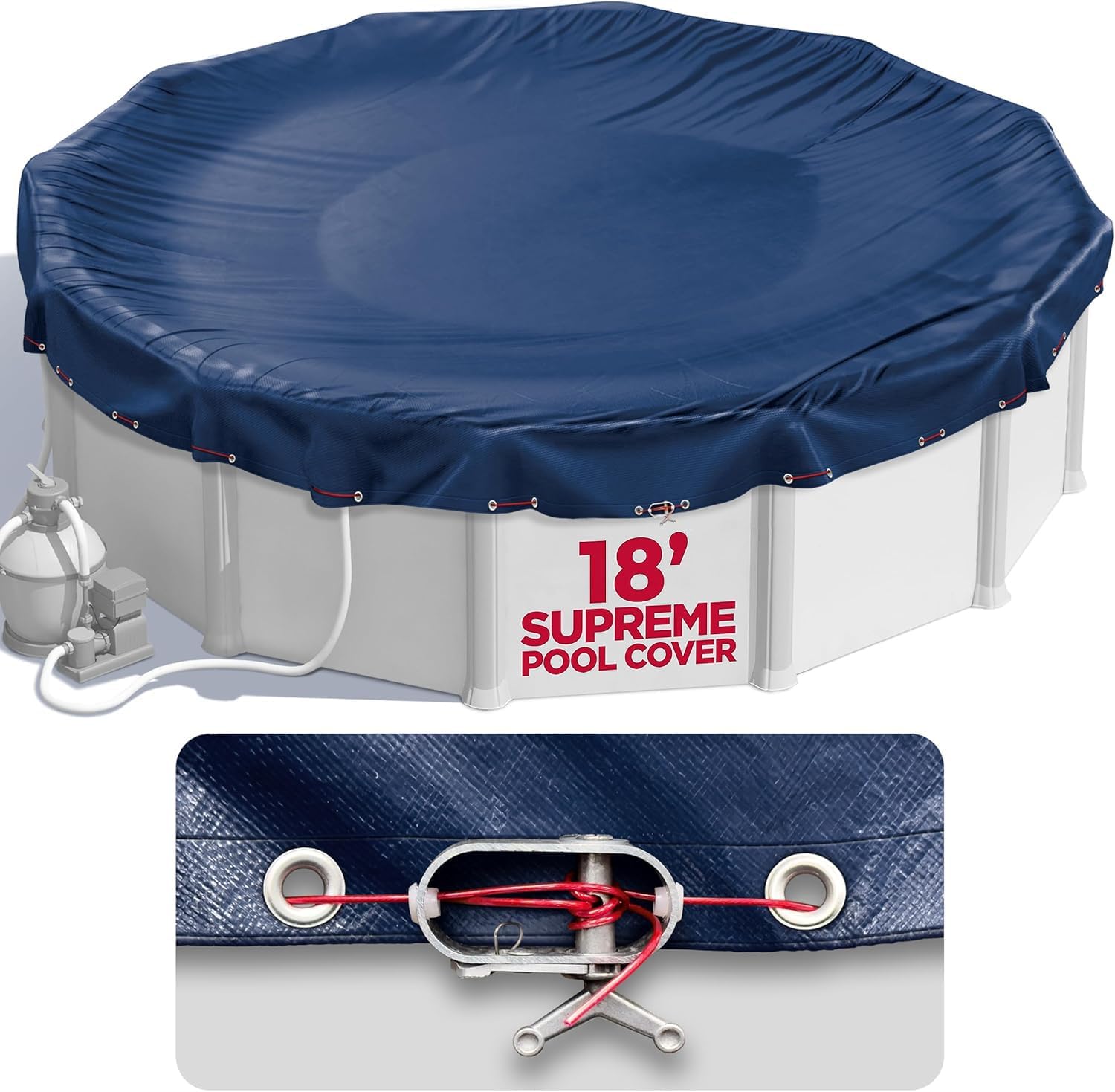 18 ft Round Winter Pool Cover for Above Ground Pools, Navy Blue, Resistant | Dur